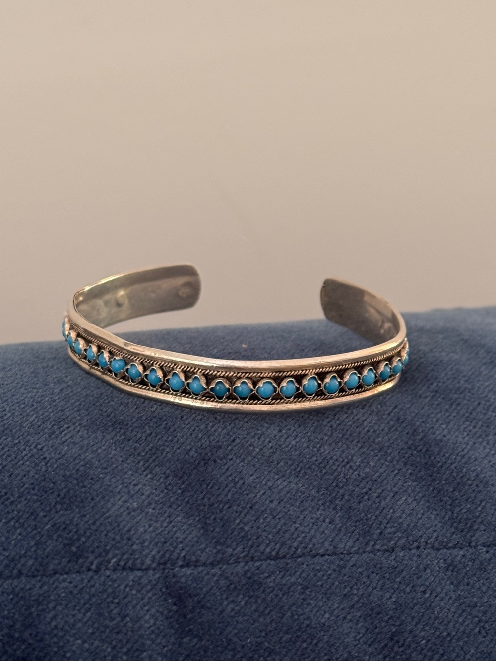 Vintage 950 Sterling Silver Turquoise Cuff Bracelet